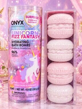 SET Onyx Unicorn Fizz Fantasy Hydrating Bath Bombs - Pink & Purple
